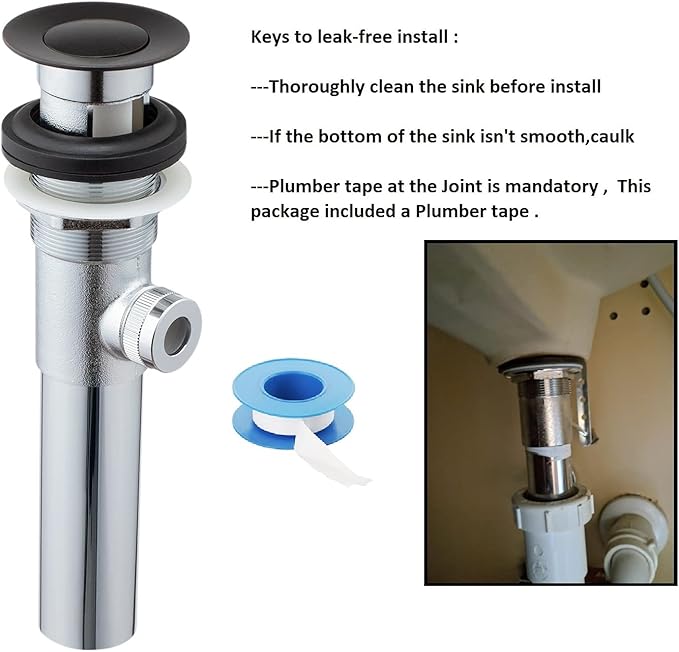 Artiwell Sink Pop-Up Drain Stopper Assembly with Lift Rod and Overflow, Solid Brass Lavatory Pop Up Drain Assembly for Bathroom Vanity Sink, All Brass Construction (Oil Rubbed Bronze)