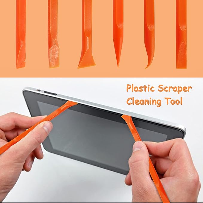 18Pcs Carbon Fiber Scraper Cleaning Tool Non-Scratch Plastic Multi-Purpose Stiff Scraper Pen-Shaped Scraper Tool for Paint, Stickers Label, Food, Tight Spaces, Crevices, Kitchen (Orange)