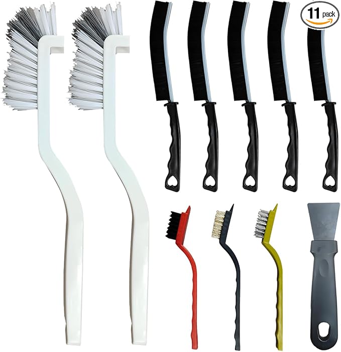 11PCS Car Cleaning Brush Set, Hard Bristle Tire Crevice Wash Brushes, Short-Handle Auto Wheel Rim Detailing Brush, Universal Car Cleaner Supplies Accessories for Interior & Exterior (Style B)