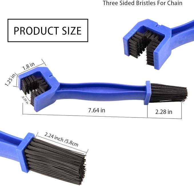 Motorcycle & Bike Chain Cleaner Tool Set Bicycle Chain Gears Maintenance Cleaning Brush Kit for All Type Chain Gears (3 Kinds)