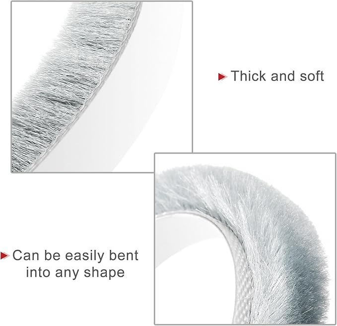 uxcell Weather Stripping Brush, 10ft L x 0.35" W x 0.35" H Self-Adhesive Seal Weatherstrip Sweep Brush Gray for Door Window