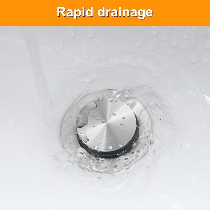 Pop-up Sink Drain Stopper with Lift Rod - Universal Bathroom Sink Drain Kit for Lavatory & Vanity Sink with Overflow, Fit Most US Drains (Chrome)