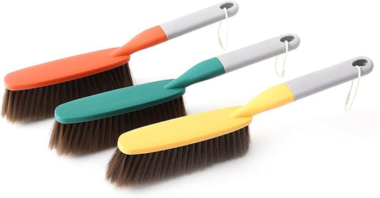 3 Pack 15" Hand Broom Brush,Soft Bristle Cleaning Brush,Crumb Debris Sweeping Brush,Dusting Brush,Comfort for Bed Car Couch Desk Sofa Furniture Clothes,Small Particles Hair Remover(3color)