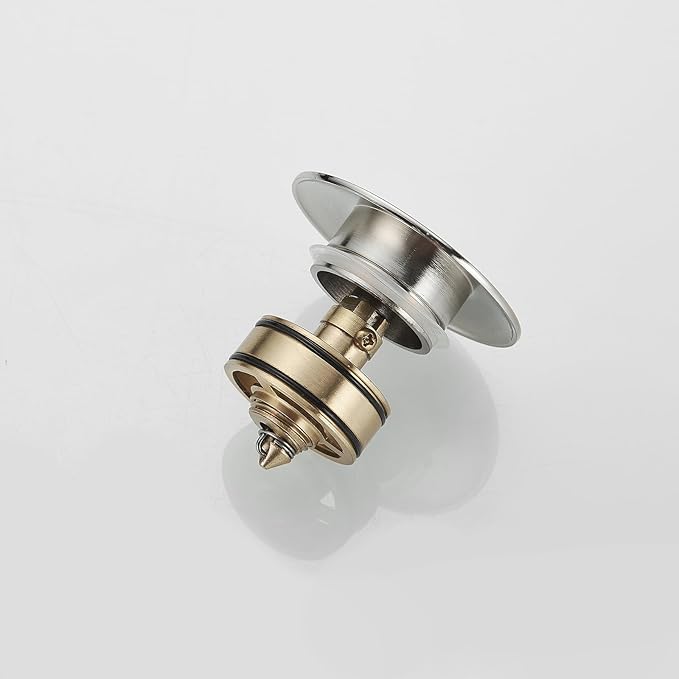 Bathroom Sink Drain with Overflow Vessel Vanity Pop Up Drain Assembly Stopper Lavatory Commercial Bath Brass Fits Bathroom Standard Sink Hole 1-1/2" to 1-3/4" Brushed Nickel, P05N