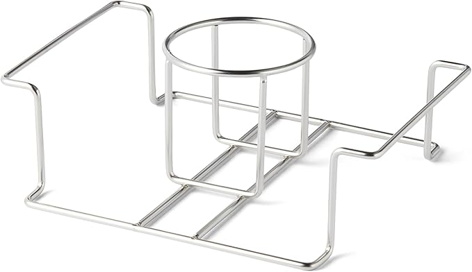 Amazon Basics Beer Can Chicken Holder for Smoking and Grilling, Food Grade Stainless Steel with Handle, Silver, 1-Pack