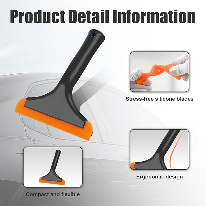 Ziciner Small Silicone Window Squeegee, Car Windshield Water Blade Squeegee, Multifunctional Auto Squeegee with 5.9 Inch Blade and Non-Slip Handle for Car Window, Home Cleaning (Black-2PCS)