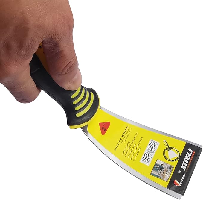 6-Pack 2" Putty Scraper,Putty Knives with Plastic Ergonomic Handle for Taping Paint Wall Floor Tile, Metal Spackle Tools Knife,Remover for Wood, Wallpaper Scraper (2")