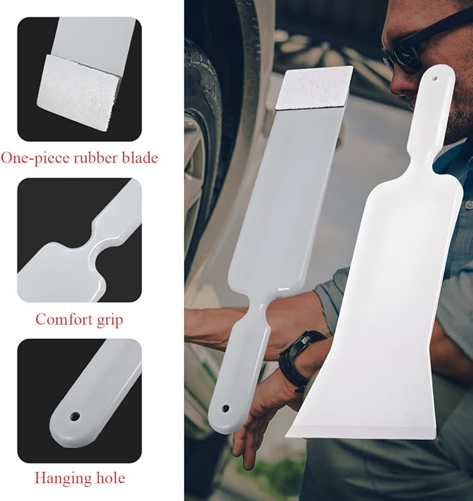 2 PCS Car Paddle Bulldozer Squeegee, Long Handle Window Tint Film Installation Tools, Paddle Bulldozer Scraper for Car Front Rear Windows Glass Cleaning, Car Accessories