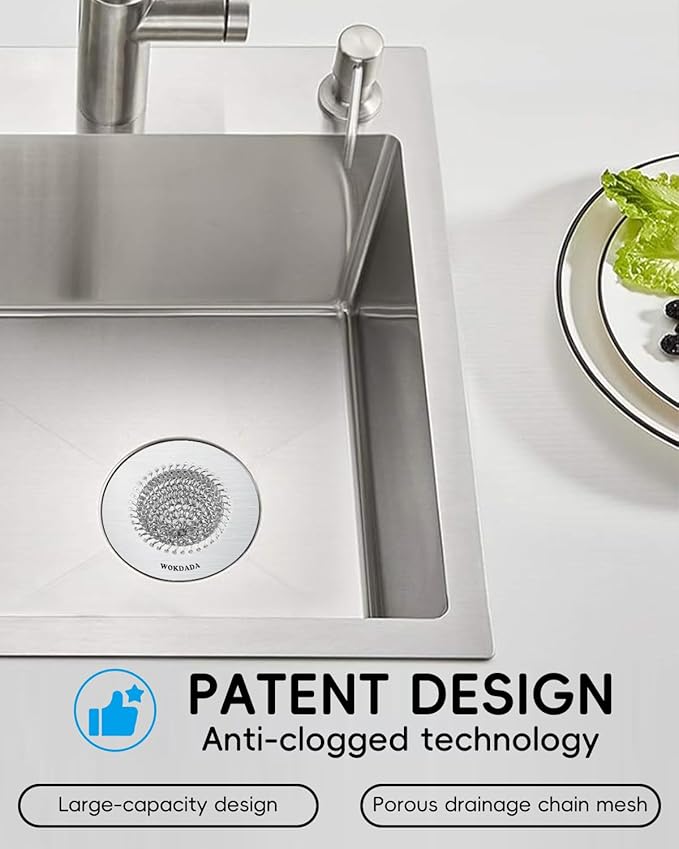 4 PCS Kitchen Sink Drain Strainer, Flippable Mesh Sink Strainer, 304 Stainless Steel Sink Screen, Easy Clean Large Basket Strainer, Anti-Clog Garbage Disposal Cover Fit for Standard Sink Drain