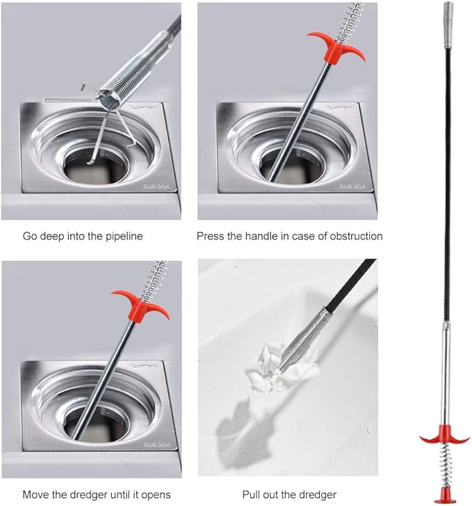 Plumbing Grabber, Flexible Grabber Claw Pick Up Reacher Tool With 4 Claws Bendable Hose Pickup Reaching Assist Tool for Litter Pick, Drains, Home Sink, Toilet, 0.57m/22.44inch(Size:0.57m)