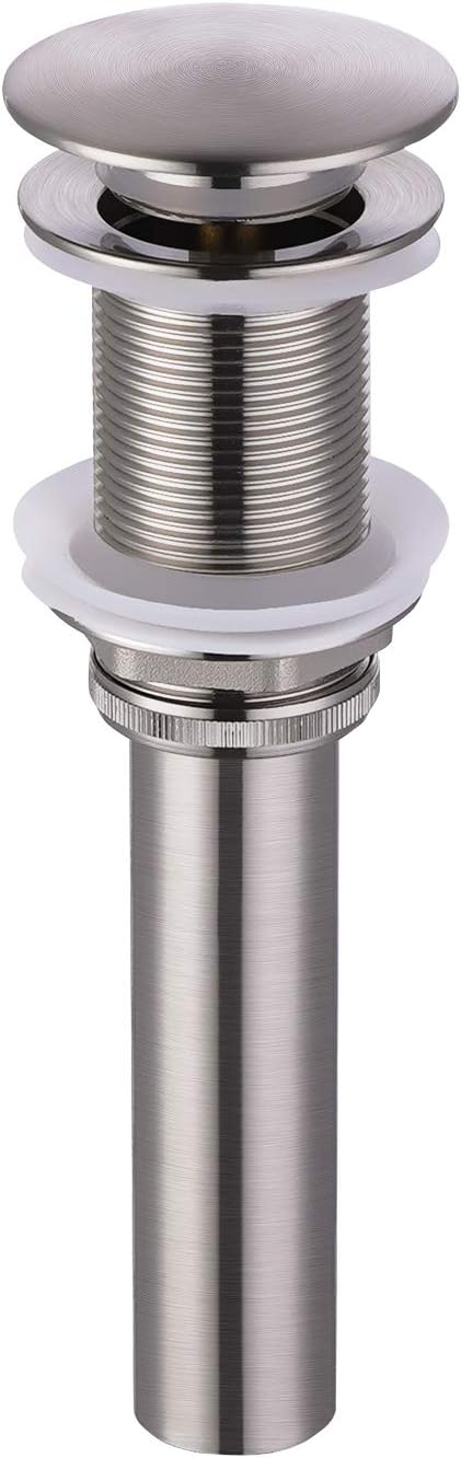 KES Bathroom Sink Drain Without Overflow Vessel Sink Lavatory Vanity Pop Up Drain Stopper Brushed Nickel Finish for 1.6"-1.9" Sink Hole, S2008D-BN