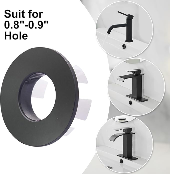 BWE Sink Basin Trim Overflow Ring Cover Matte Black Bathroom Vessel Vanity Basin Bath Sink Brass Insert in Hole Round Caps