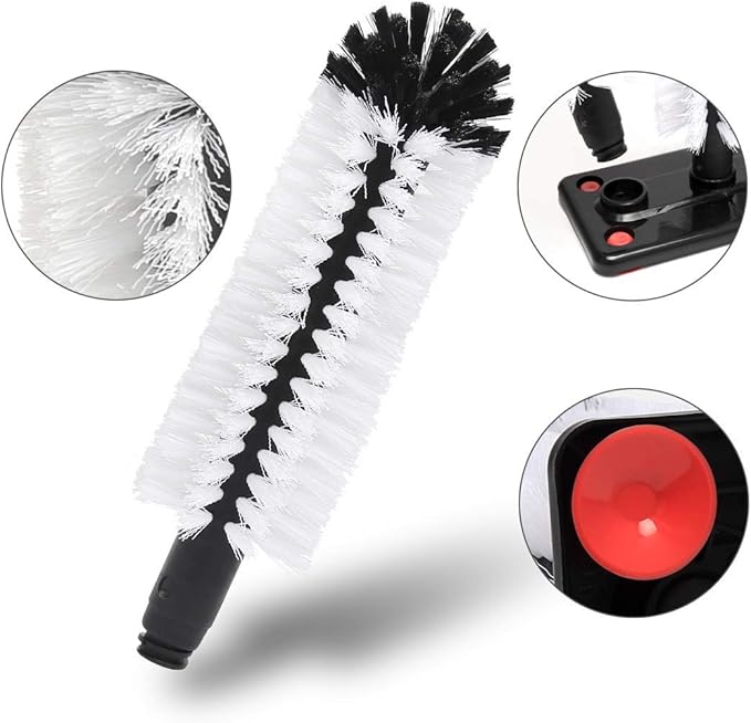 Water Bottle Cleaning Brush Glass Cup Washer with Suction Base 3 Head Bristle Brush for Beer Cup, Long Leg Cup, Red Wine Glass and More Bar Kitchen Sink Home Tools