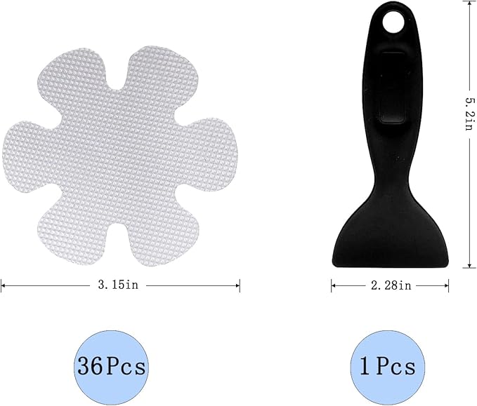 Aange 36PCS Clear Bathtub Non-Slip Stickers, Snowflake Shower Safety Treads with Scraper, Anti-Slip Appliques for Tub, Tile, Pool