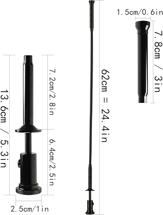 24.4 in Claw Grabber Tool,Bendable Hose Reacher Pickup with LED Light,4 Claw Picking Tool for Garbage Litter Pick Home Sink Drain and Metal Small Items. (Black)