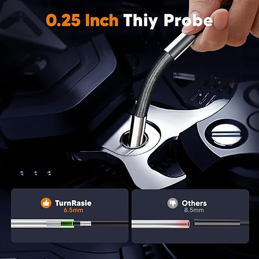 210° Two-Way Articulating Borescope Dual Lens, 7" IPS Sewer Camera with Light, Industrial Endoscope 0.25in Tiny Probe Snake Camera for Inspection Automotive Wall Pipe 5.3FT Cable