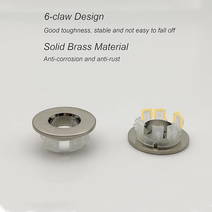 Sink Overflow Ring Brushed Nickel Bathroom Vanity Sink Overflow Cover Insert in Round Trim Cap Brass Material