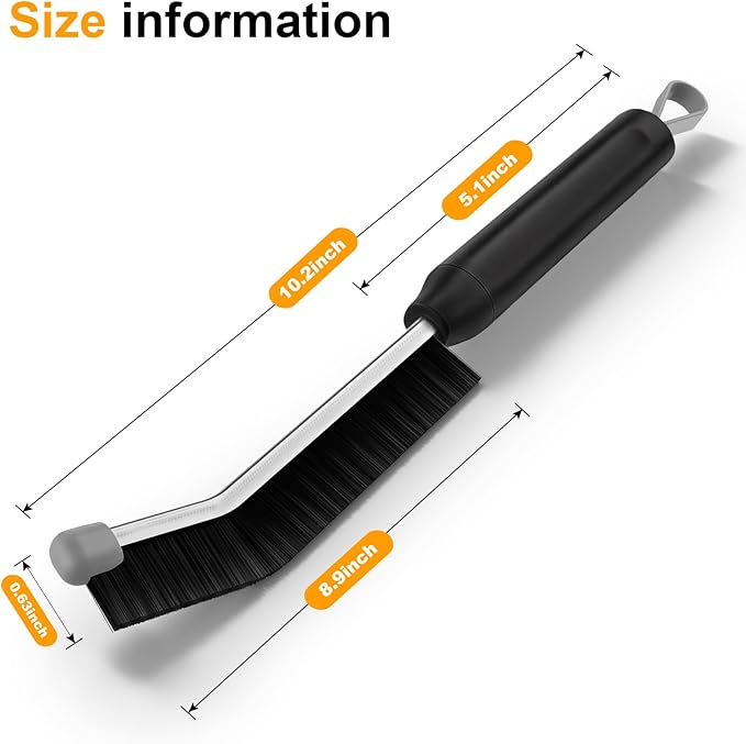 Crevice Cleaning Brush 3 Pack, Stainless Steel Bristle Support Rod, Rust-Resistant & Durable, Rounded Protective Head, Stiff Bristles for Tile Grout, Bathroom Gaps & Window Groove Brushes