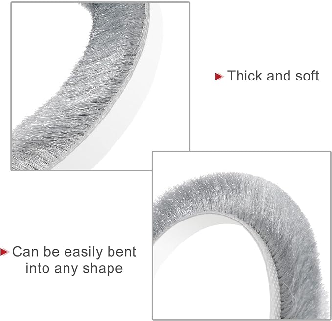 uxcell Weather Stripping Brush, 26ft L x 0.3" W x 0.5" H Self-Adhesive Seal Weatherstrip Sweep Brush Gray for Door Window