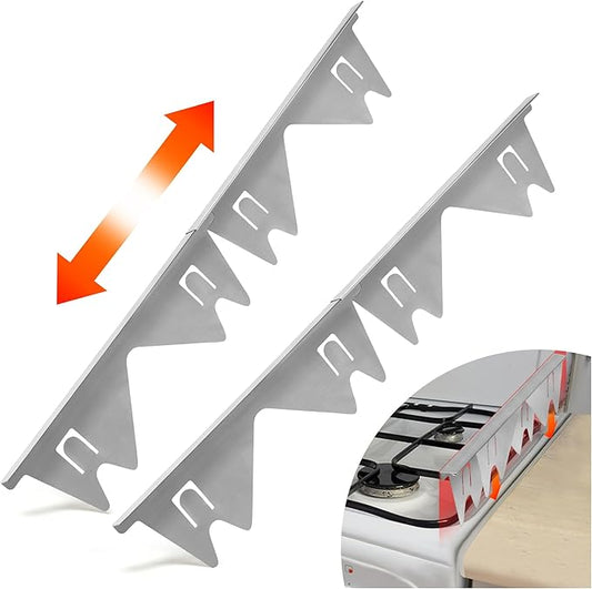 Stove Gap Covers Stainless Steel (2 Pack),Stove Gap Filler,Range Trim Kit,Oven Gap Filler,Heat Resistant and Easy Retractable Length 13.8" to 27.5",Width 0.79",Silver