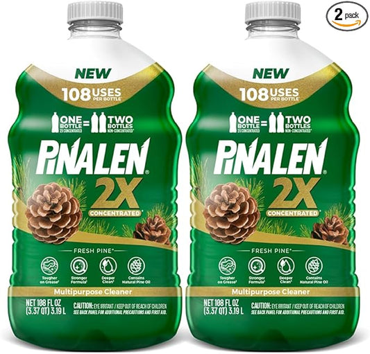 PINALEN 2X Max Aromas Concentrated Multipurpose Cleaner - Fresh Pine Scent - (2 Pack) 108 fl oz - All Purpose Cleaner for Kitchen, Bathroom, Floors & Outdoors