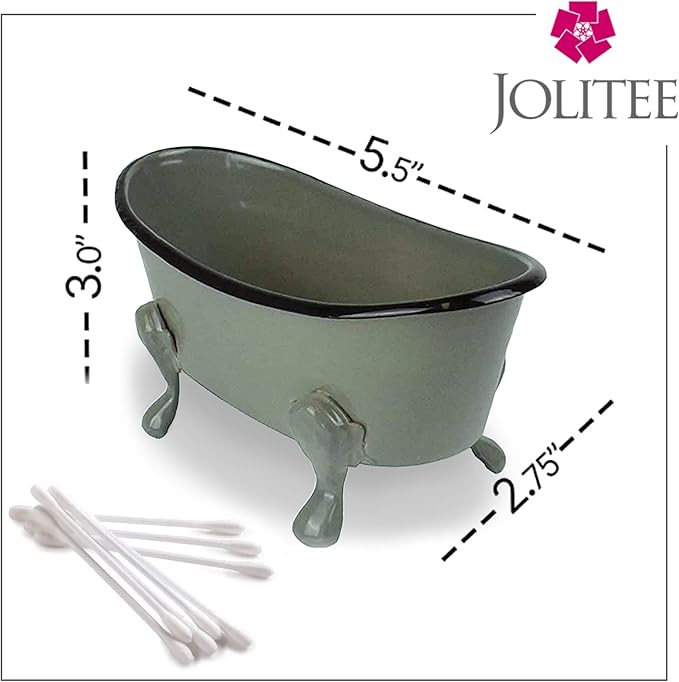Rustic Enamel 1 Piece 5.5" Metal Clawfoot Mini Bathtub Soap Dish Mini Bath Tub Decoration Clawfoot Tub Soap Caddy Grey