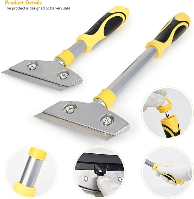 EHDIS Razor Blade Scraper,4 Inch Razor Blade Scraper Tool Tile Paint Scraper Floor Wall Paper Removal Smoothing Scraper for Wood,Window Glass Wallpaper Remover,Painting Stripping, Adhesive Removal