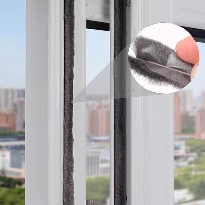 16 Ft (5m) 196 Inch Sliding sash Windows Doors Tape Pile Draught excluder Brush Seal Strip weatherstrip 5mm x 12mm (3/16 1/2 Inch, Gray)