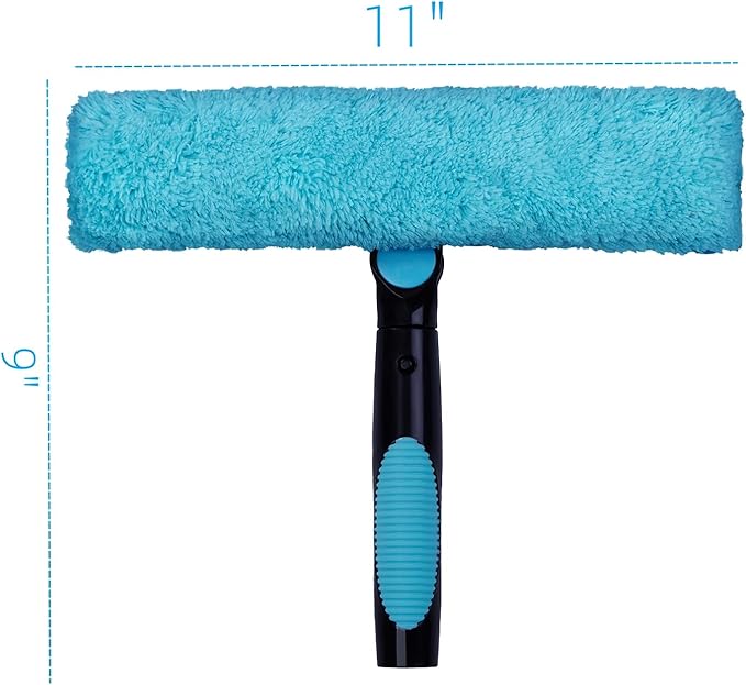 11" Window Squeegee and Microfiber Scrubber 2-in-1 Combo Cleaning Tools (Attachement Only) (1)