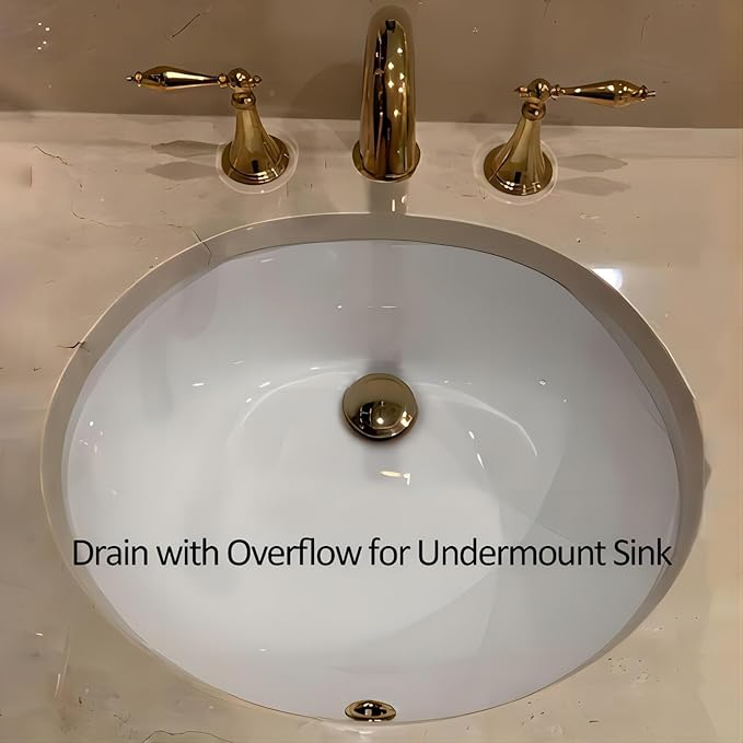 Bathroom Sink Drain with Overflow - Big Cap Fit for Large Undermount Sink with 1 3/4" Drain Opening - Pop Up Vanity Sink Drain,Polish Gold,Y1618Y-TG
