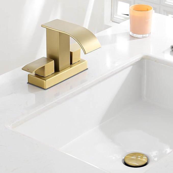 Vessel Sink Drain Without Overflow, Plastic Bathroom Pop up Sink Drain Fit for 1 3/4 Inch Vessel Sink, Built-in Anti Clogging Sink Stopper, Brushed Gold