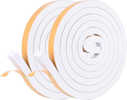 Kikerike Self Adhesive Foam Tape Weatherstrip 1/2in x 1/2in x 16.5Ft High Density Foam Insulation Strips Seal Weather Stripping with Strong Adhesive for Door and Window Sound Isolation Soundproofing