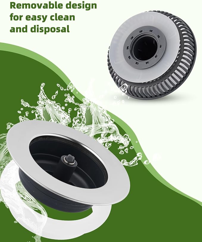 Universal 2PCS Kitchen Sink Strainer Stopper Combo, 3 in 1 Pop Up Kitchen Sink Stopper with Chrome Stainless Steel Wraped Shell for US Standard 3-1/2 inch Drain Filter, Anti-Clog