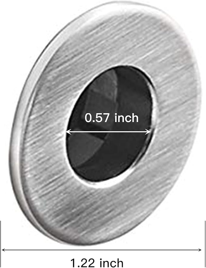 BWE Brushed Nickel Sink Basin Trim Overflow Cover for Kitchen and Bathroom Vanity Sink Solid Brass Vessel Insert in Hole Round Caps Pack of 2
