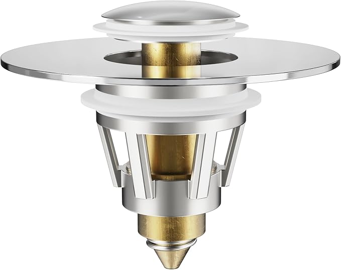 Bathroom Sink Drain Stopper - Pop Up Drain Stopper for Bathroom Sink - Bathroom Sink Hair Catcher Strainer,Chrome