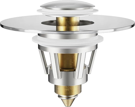 Bathroom Sink Drain Stopper - Pop Up Drain Stopper for Bathroom Sink - Bathroom Sink Hair Catcher Strainer,Chrome