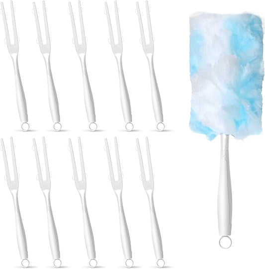 10PCS Duster Refills Folding Handles Set Compatible with Swiffer Dusters,Disposable Static Dust Removal Brush Handle for Dusting Electronics,Furniture,Blinds,Ceiling Fans (10, White)