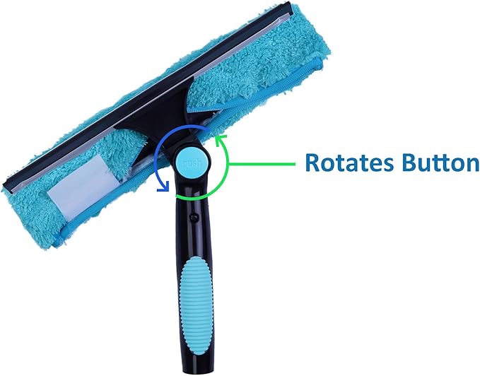11" Window Squeegee and Microfiber Scrubber 2-in-1 Combo Cleaning Tools (Attachement Only) (4)