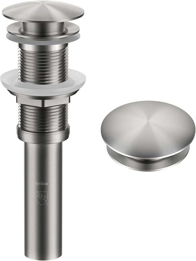 KRAUS Pop-Up Drain for Bathroom Sink Without Overflow in Spot-Free Stainless Steel, PU-10SFS