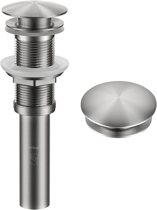 KRAUS Pop-Up Drain for Bathroom Sink Without Overflow in Spot-Free Stainless Steel, PU-10SFS