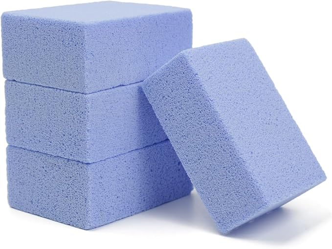 Multiuse Magic Cleaning Stone Barbecue Grill Cleaner Griddle Scraper for Removing Stains BBQ Grease，4 Pack Blue Clean Block Clean Brick Cleaning Brush for Flattops Cookers Pool Racks Toilet Utensils