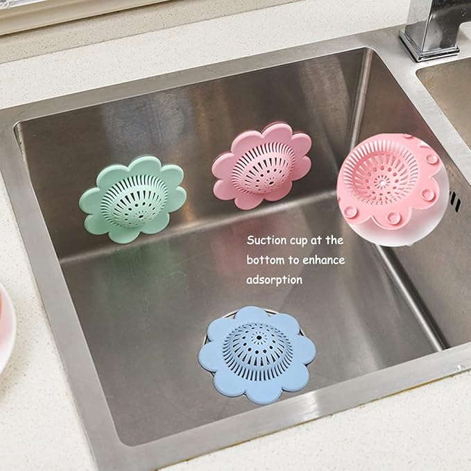 4PCS Drain Hair Catcher Shower Drain Covers Durable Silicone Hair Stopper,Bathtub and Shower Drain Protectors for Bathroom Bathtub and Kitchen