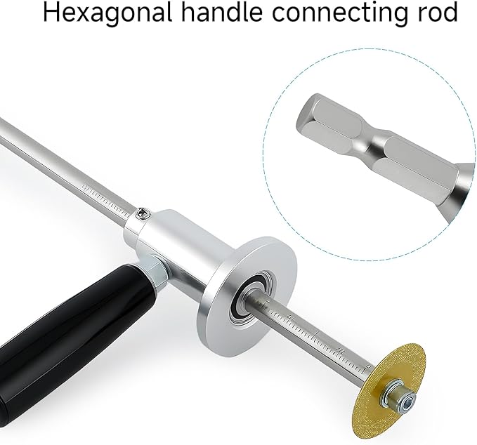 PVC Pipe Inside Cutter with Diamond Grit Wheel & 7-Inch Adjustable Depth for 1-1/2 to 8 Inches, 1/4in Hex Shank for Impact Drivers