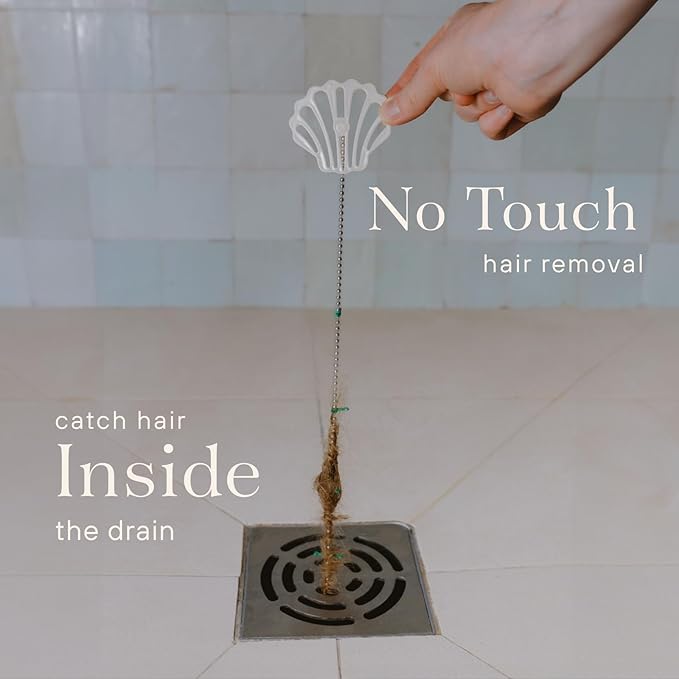 DrainWig Shower Drain Hair Catcher – Disposable White Ocean (2-Pack) – No-Touch Hair Removal for Flat Shower Drains – As Seen on Shark Tank