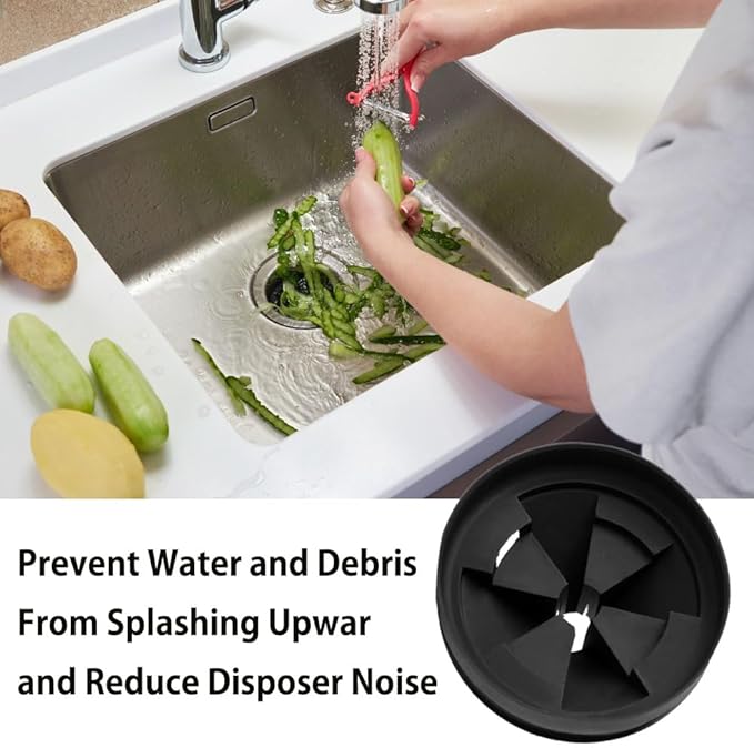 3 3/8" Garbage Disposal Splash Guard, QCB-AM Sink Baffle Replacement Parts for InSinkErator Evolution Series, Upgraded EPDM Rubber Drain Insert Removable Quiet Collar Drain Plugs(2 PCS)