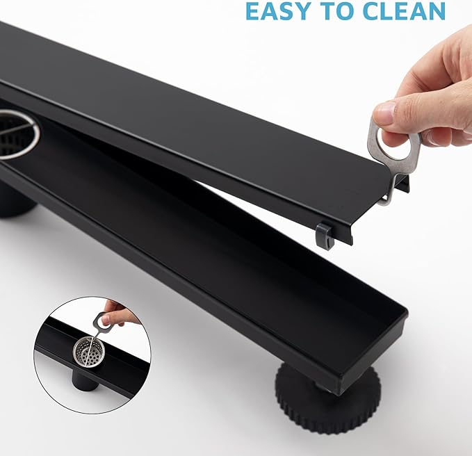 24 Inch Linear Shower Drain Matte Black 304 Stainless Steel