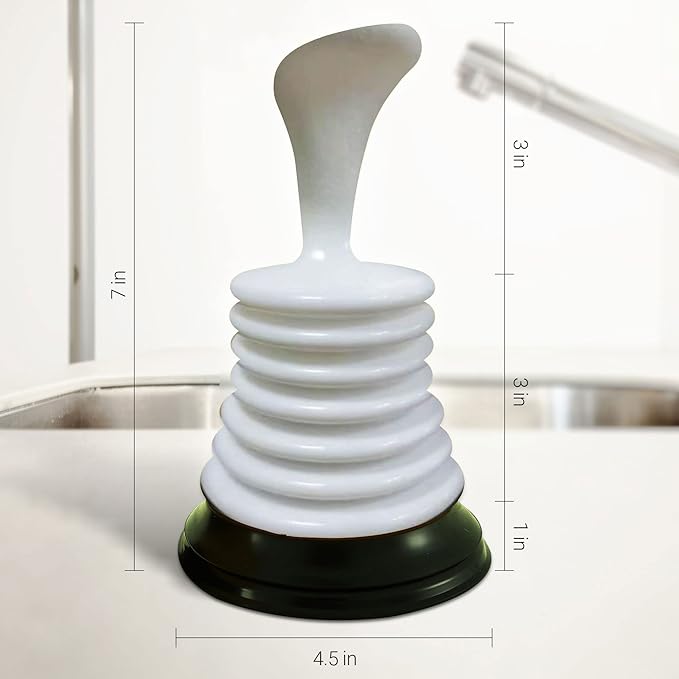Meadow Lane Small 7" Sink Plunger - Mini Clog Remover for Kitchen & Bathroom Sink Drains - Hand Ergonomic, Space-Saving & Powerful Suction - Universal Fit, Commercial Grade, Blue/White, 2-Pack