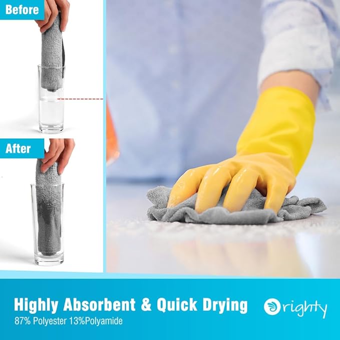 Orighty Microfiber Cleaning Cloth, 400 Pack Highly Absorbent Cleaning Rags, Household Cleaning Supplies, Reusable Microfiber Towels Lint Free Cloths for House, Kitchen, Car Care, 12x11 inch, Grey
