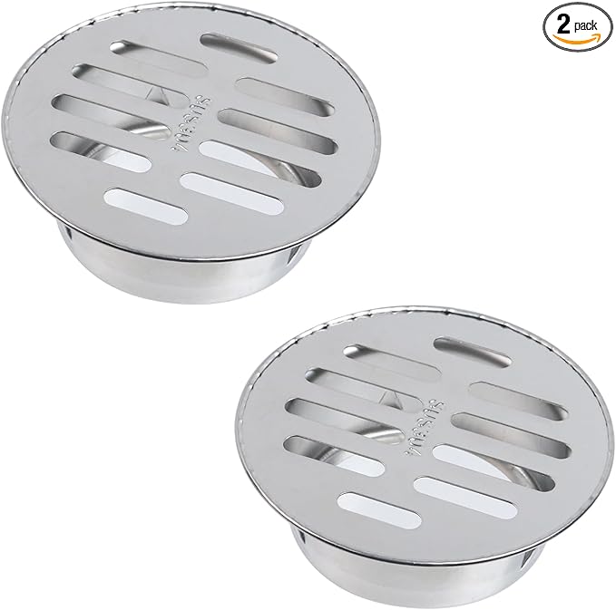 Antrader Round Floor Drain Cover,Sewer Drain Cover for Outdoor Yard Pipe Roof Balcony,Silver Tone,2.59 Inch,Stainless Steel