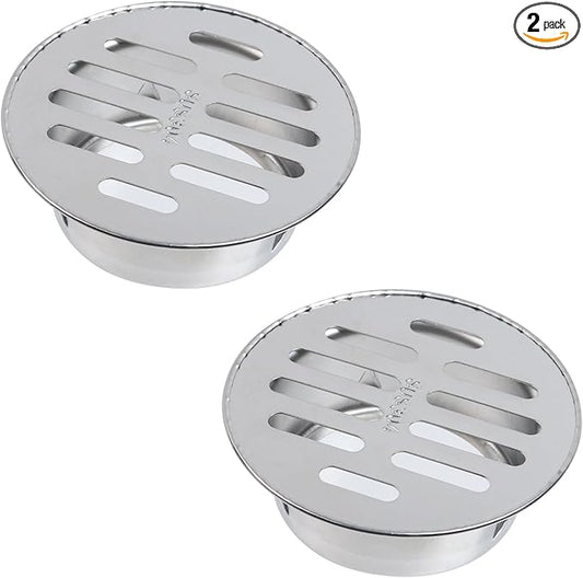 Antrader Round Floor Drain Cover,Sewer Drain Cover for Outdoor Yard Pipe Roof Balcony,Silver Tone,2.59 Inch,Stainless Steel